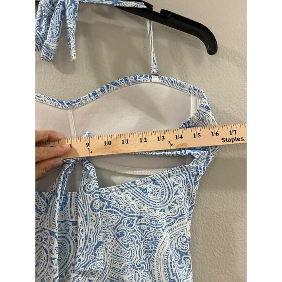 J McLAUGHLIN Swimming suit Blue watercolor Paisley Koa One-Piece size 8 - Picture 3 of 5